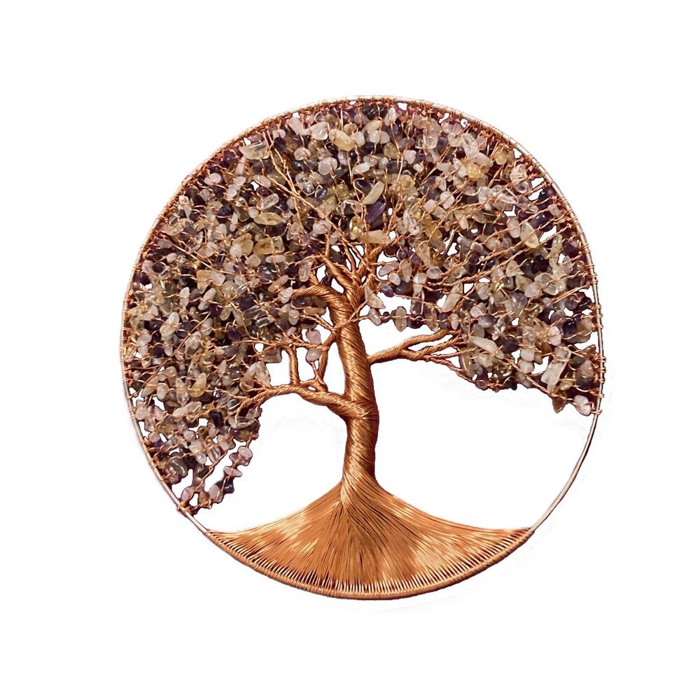 Tree of Life Copper Wire Wall Hanging / Sun Catcher. Handcrafted Art, 10" Tall